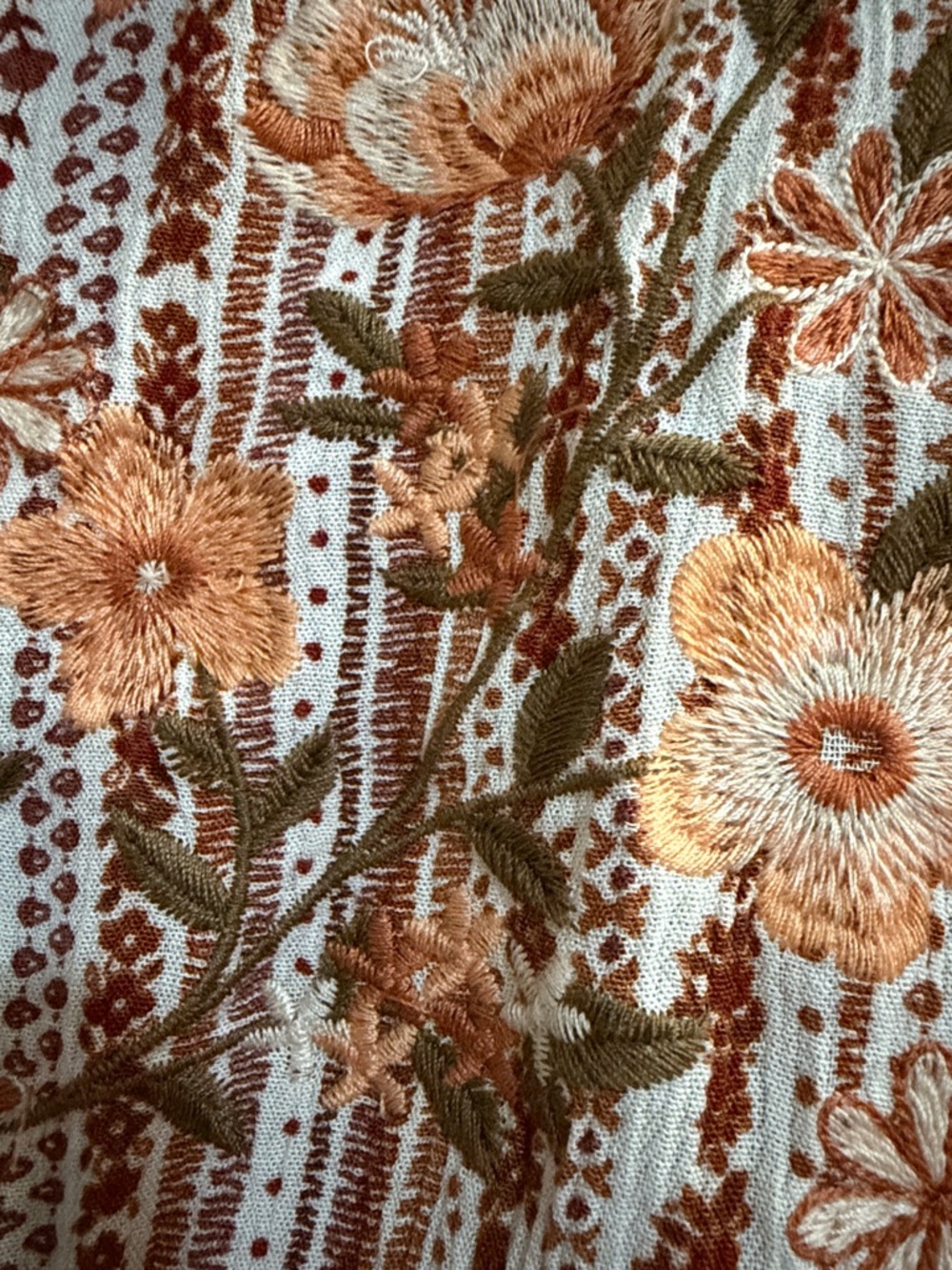 Savanna Jane Ivory and Rust Floral Embroidered Peasant Tunic - Picture 5 of 7